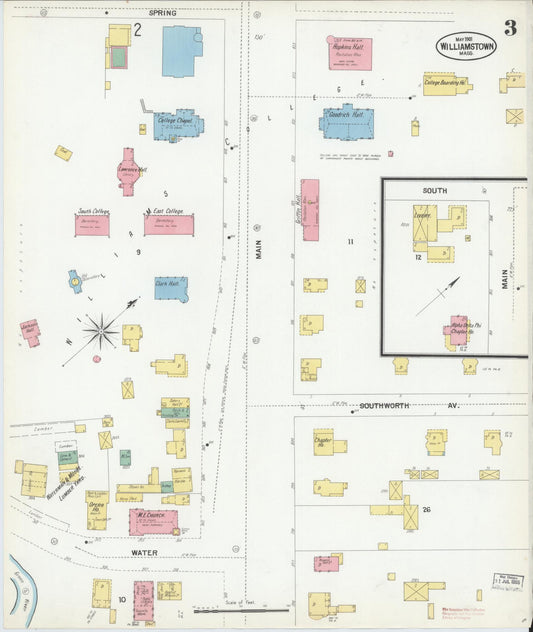 Sanborn Fire Insurance Map from Williamstown, Berkshire County, Massachusetts (1901), Sheet #0003 - Historic Sanborn Fire Insurance Map Print, vintage old map wall art, antique decor, genealogy gift, Massachusetts Massachusetts map