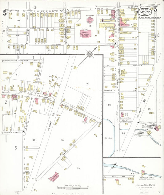 Sanborn Fire Insurance Map from Smyrna, Kent County, Delaware (1923), Sheet #0005 - Historic Sanborn Fire Insurance Map Print, vintage old map wall art, antique decor, genealogy gift, Delaware Delaware map