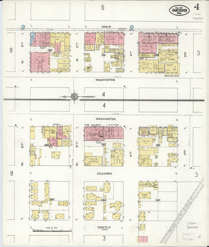 Sanborn Fire Insurance Map from Vancouver, Clark County, Washington (1911), Sheet #0004 - Complete Map Set gallery image, historic Sanborn map, vintage wall art, Washington Washington
