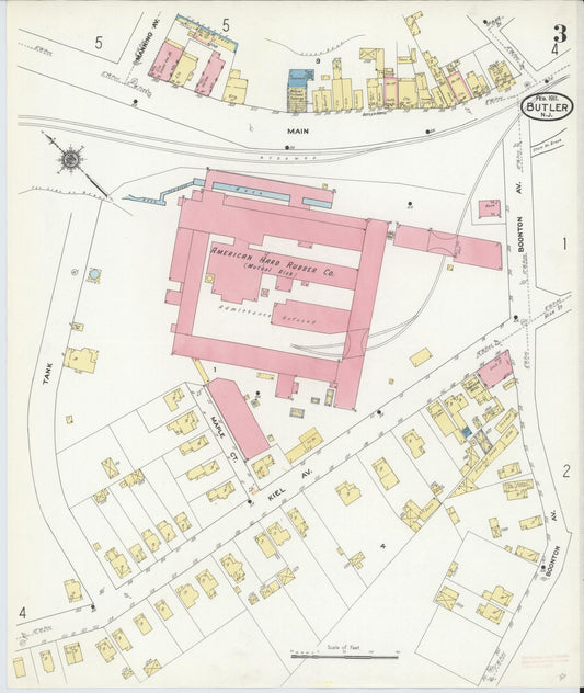 Sanborn Fire Insurance Map from Butler, Morris County, New Jersey (1911), Sheet #0003 - Historic Sanborn Fire Insurance Map Print, vintage old map wall art, antique decor, genealogy gift, New Jersey New Jersey map