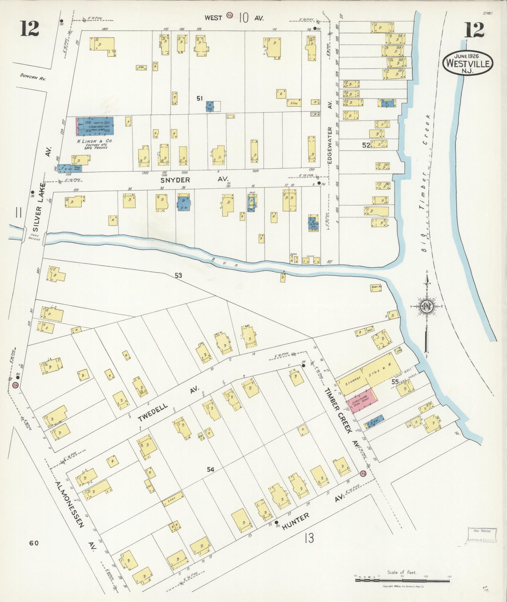 Sanborn Fire Insurance Map from Westville, Gloucester County, New Jersey (1926), Sheet #0012 - Complete Map Set gallery image, historic Sanborn map, vintage wall art, New Jersey New Jersey