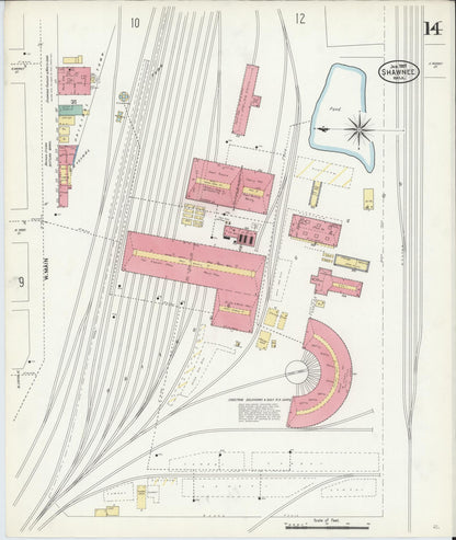 Sanborn Fire Insurance Map from Shawnee, Pottawatomie County, Oklahoma (1907), Sheet #0014 - Complete Map Set gallery image, historic Sanborn map, vintage wall art, Oklahoma Oklahoma