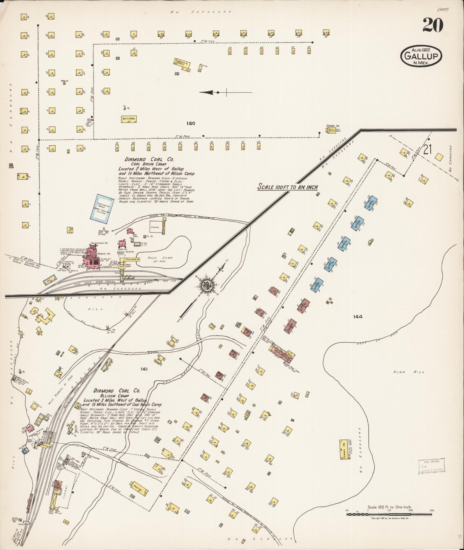Sanborn Fire Insurance Map from Gallup, Mckinley County, New Mexico (1922), Sheet #0020 - Complete Map Set gallery image, historic Sanborn map, vintage wall art, New Mexico New Mexico