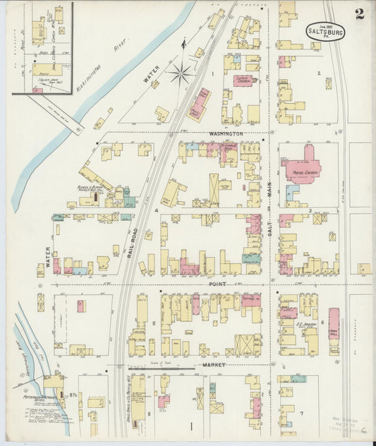Sanborn Fire Insurance Map from Saltsburg, Indiana County, Pennsylvania (1897), Sheet #0002 - Historic Sanborn Fire Insurance Map Print, vintage old map wall art, antique decor, genealogy gift, Pennsylvania Pennsylvania map