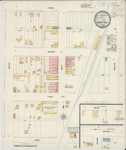 Sanborn Fire Insurance Map from Schell City, Vernon County, Missouri (1898), Sheet #0001 - Historic Sanborn Fire Insurance Map Print, vintage old map wall art, antique decor, genealogy gift, Missouri Missouri map