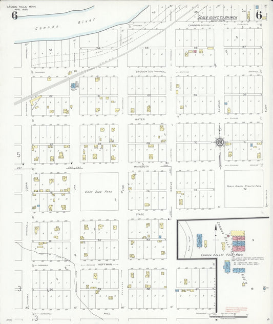 Sanborn Fire Insurance Map from Cannon Falls, Goodhue County, Minnesota (1938), Sheet #0006 - Historic Sanborn Fire Insurance Map Print, vintage old map wall art, antique decor, genealogy gift, Minnesota Minnesota map