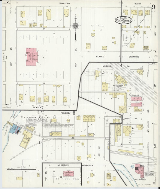 Sanborn Fire Insurance Map from Clay Center, Clay County, Kansas (1911), Sheet #0009 - Historic Sanborn Fire Insurance Map Print, vintage old map wall art, antique decor, genealogy gift, Kansas Kansas map
