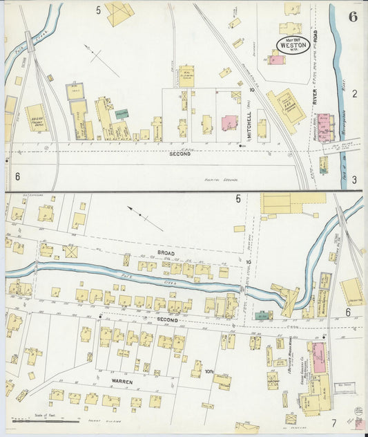 Sanborn Fire Insurance Map from Weston, Lewis County, West Virginia (1907), Sheet #0006 - Historic Sanborn Fire Insurance Map Print, vintage old map wall art, antique decor, genealogy gift, West Virginia West Virginia map