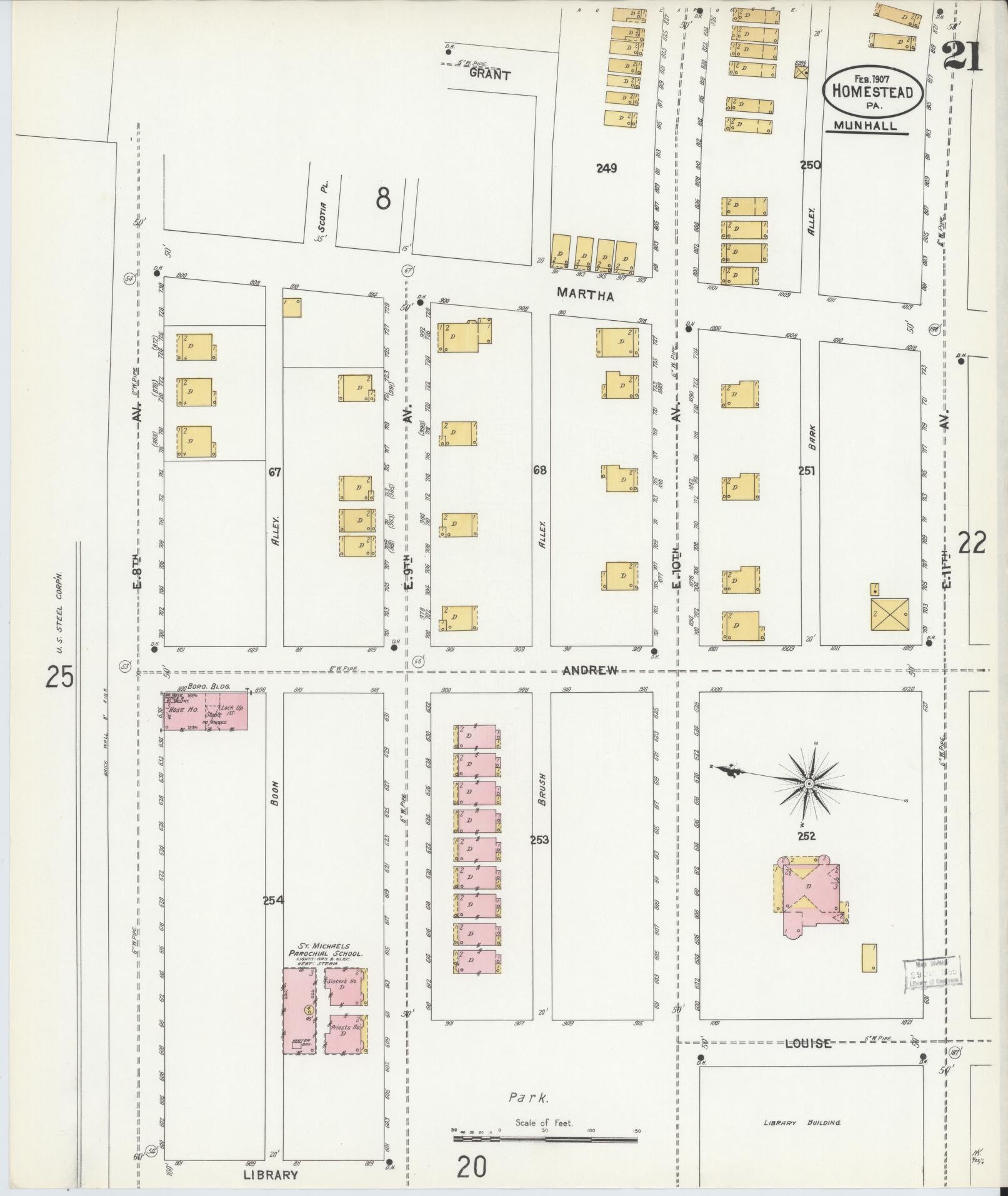 Sanborn Fire Insurance Map from Homestead, Allegheny County, Pennsylvania (1907), Sheet #0021 - Complete Map Set gallery image, historic Sanborn map, vintage wall art, Pennsylvania Pennsylvania