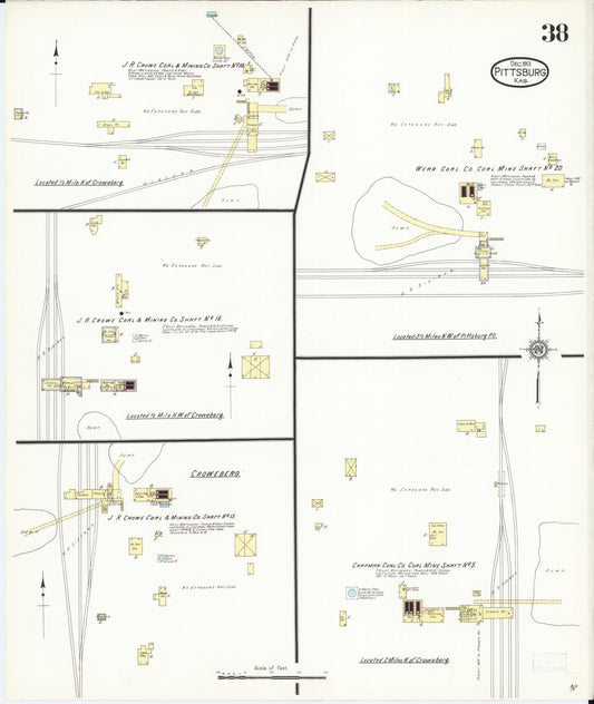 Sanborn Fire Insurance Map from Pittsburg, Crawford County, Kansas (1913), Sheet #0038 - Historic Sanborn Fire Insurance Map Print, vintage old map wall art, antique decor, genealogy gift, Kansas Kansas map