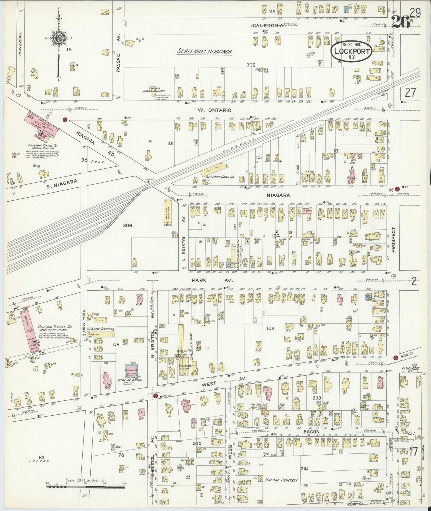 Sanborn Fire Insurance Map from Lockport, Niagara County, New York (1914), Sheet #0026 - Complete Map Set gallery image, historic Sanborn map, vintage wall art, New York New York