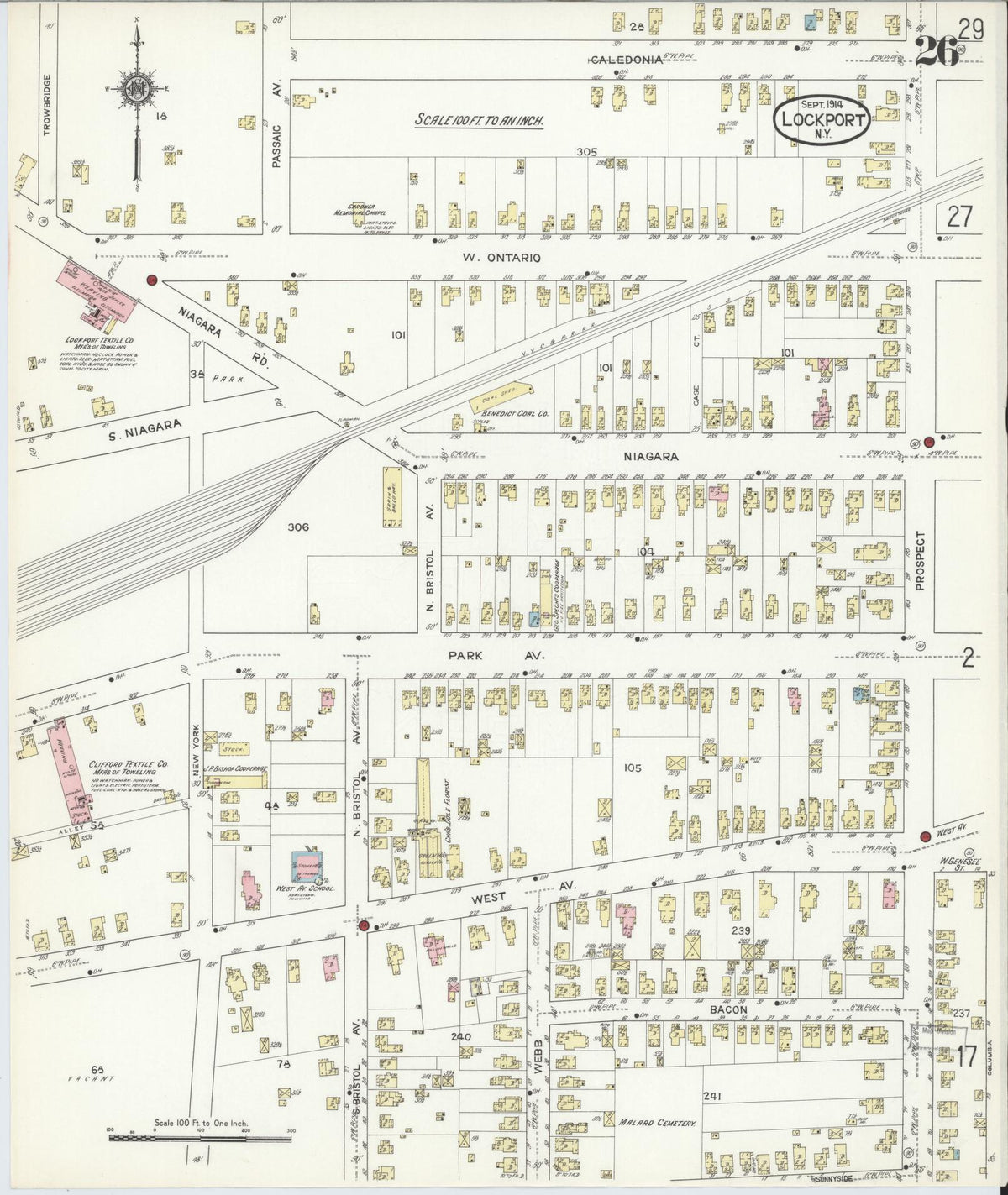 Sanborn Fire Insurance Map from Lockport, Niagara County, New York (1914), Sheet #0026 - Complete Map Set gallery image, historic Sanborn map, vintage wall art, New York New York