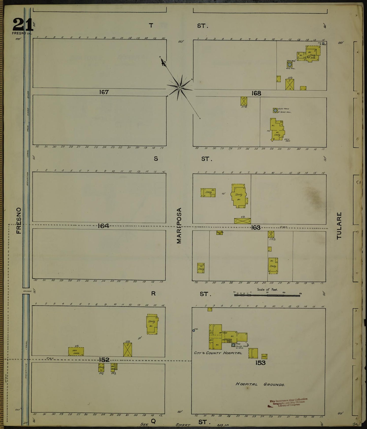 Sanborn Fire Insurance Map from Fresno, Fresno County, California (1888), Sheet #0021 - Historic Sanborn Fire Insurance Map Print, vintage old map wall art, antique decor, genealogy gift, California California map