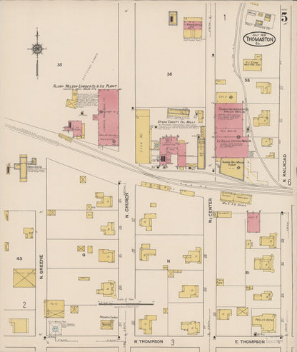 Sanborn Fire Insurance Map from Thomaston, Upson County, Georgia (1921), Sheet #0005 - Complete Map Set gallery image, historic Sanborn map, vintage wall art, Georgia Georgia