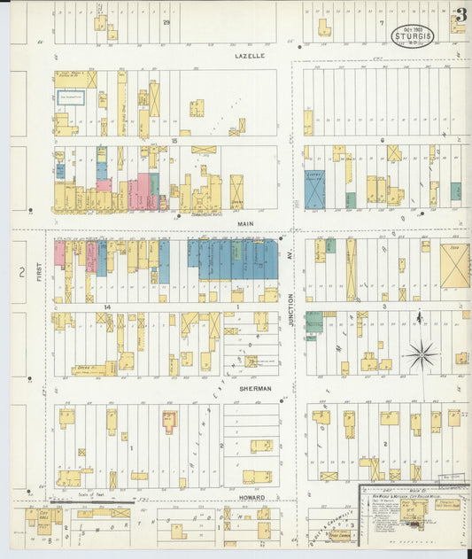 Sanborn Fire Insurance Map from Sturgis, Meade County, South Dakota (1903), Sheet #0003 - Historic Sanborn Fire Insurance Map Print, vintage old map wall art, antique decor, genealogy gift, South Dakota South Dakota map