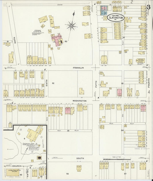 Sanborn Fire Insurance Map from Slatington, Lehigh County, Pennsylvania (1908), Sheet #0003 - Historic Sanborn Fire Insurance Map Print, vintage old map wall art, antique decor, genealogy gift, Pennsylvania Pennsylvania map