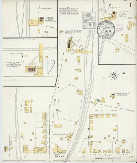 Sanborn Fire Insurance Map from Dunlo, Cambria County, Pennsylvania (1904), Sheet #0001 - Historic Sanborn Fire Insurance Map Print, vintage old map wall art, antique decor, genealogy gift, Pennsylvania Pennsylvania map