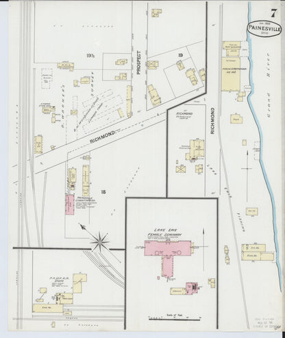 Sanborn Fire Insurance Map from Painesville, Lake County, Ohio (1889), Sheet #0007 - Historic Sanborn Fire Insurance Map Print, vintage old map wall art, antique decor, genealogy gift, Ohio Ohio map