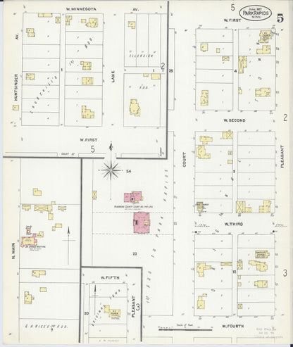 Sanborn Fire Insurance Map from Park Rapids, Hubbard County, Minnesota (1907), Sheet #0005 - Complete Map Set gallery image, historic Sanborn map, vintage wall art, Minnesota Minnesota
