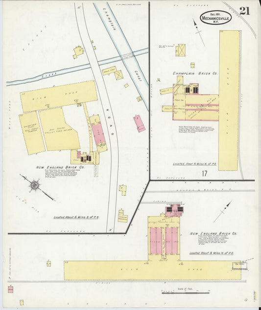 Sanborn Fire Insurance Map from Mechanicville, Saratoga County, New York (1911), Sheet #0021 - Historic Sanborn Fire Insurance Map Print, vintage old map wall art, antique decor, genealogy gift, New York New York map
