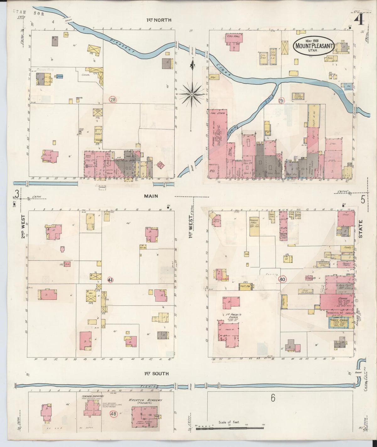 Sanborn Fire Insurance Map from Mount Pleasant, Sanpete County, Utah (1931), Sheet #0004 - Complete Map Set gallery image, historic Sanborn map, vintage wall art, Utah Utah