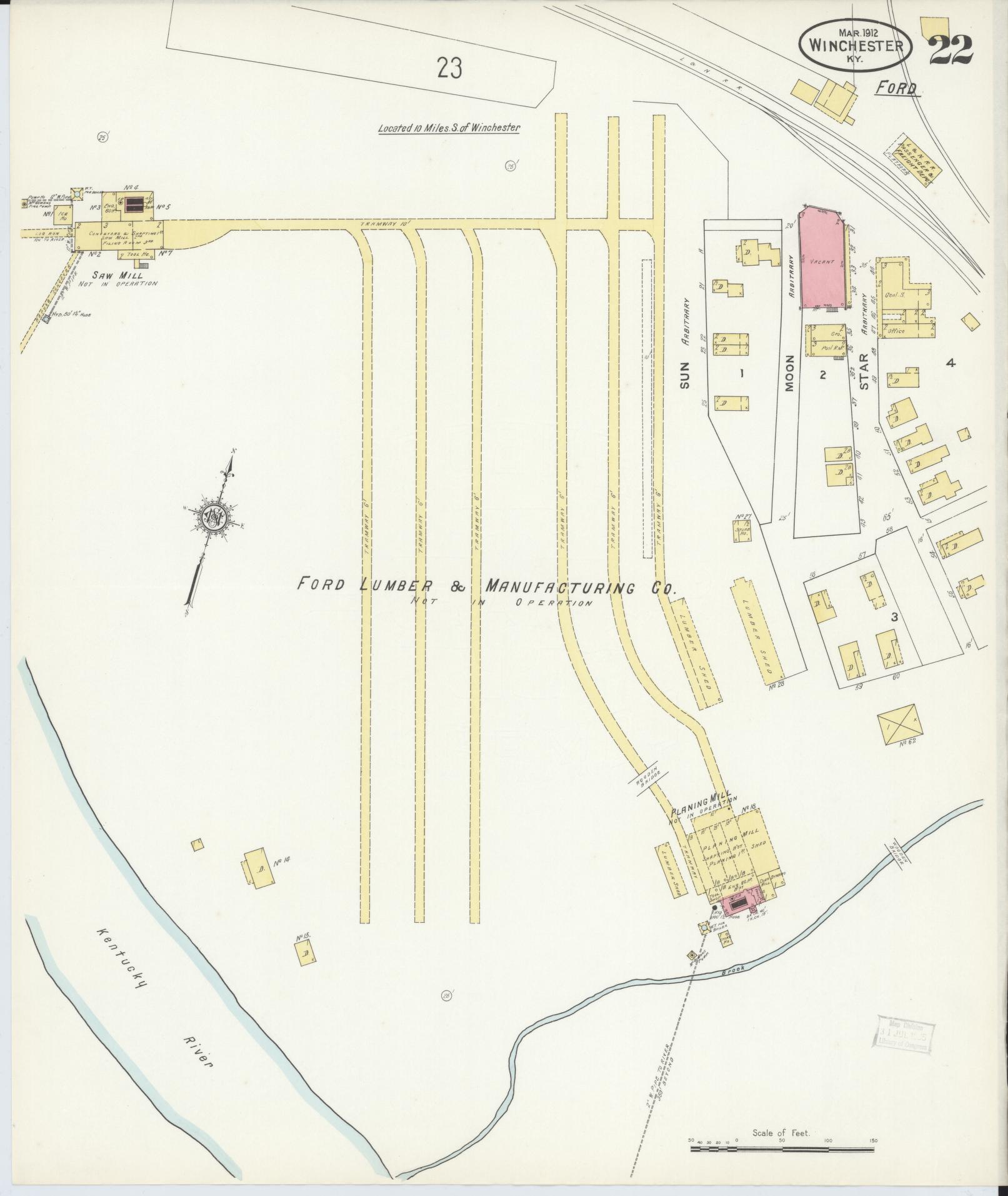 Sanborn Fire Insurance Map from Winchester, Clark County, Kentucky (1912), Sheet #0022 - Complete Map Set gallery image, historic Sanborn map, vintage wall art, Kentucky Kentucky