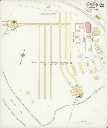 Sanborn Fire Insurance Map from Winchester, Clark County, Kentucky (1912), Sheet #0022 - Complete Map Set gallery image, historic Sanborn map, vintage wall art, Kentucky Kentucky