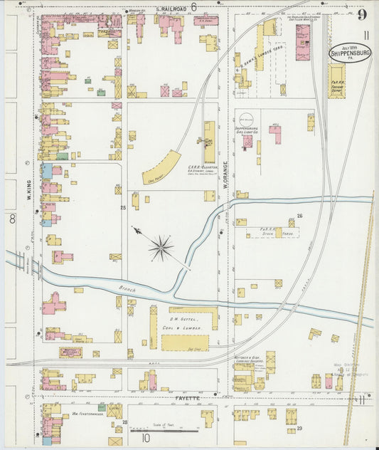 Sanborn Fire Insurance Map from Shippensburg, Cumberland And Franklin Counties, Pennsylvania (1899), Sheet #0009 - Historic Sanborn Fire Insurance Map Print, vintage old map wall art, antique decor, genealogy gift, Counties Pennsylvania map