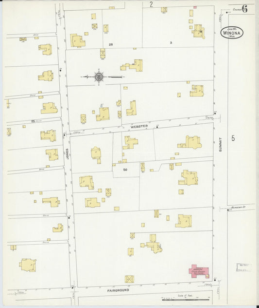 Sanborn Fire Insurance Map from Winona, Montgomery County, Mississippi (1911), Sheet #0006 - Historic Sanborn Fire Insurance Map Print, vintage old map wall art, antique decor, genealogy gift, Mississippi Mississippi map