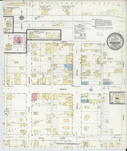 Sanborn Fire Insurance Map from Iroquois, Kingsbury County, South Dakota (1911), Sheet #0001 - Historic Sanborn Fire Insurance Map Print, vintage old map wall art, antique decor, genealogy gift, South Dakota South Dakota map