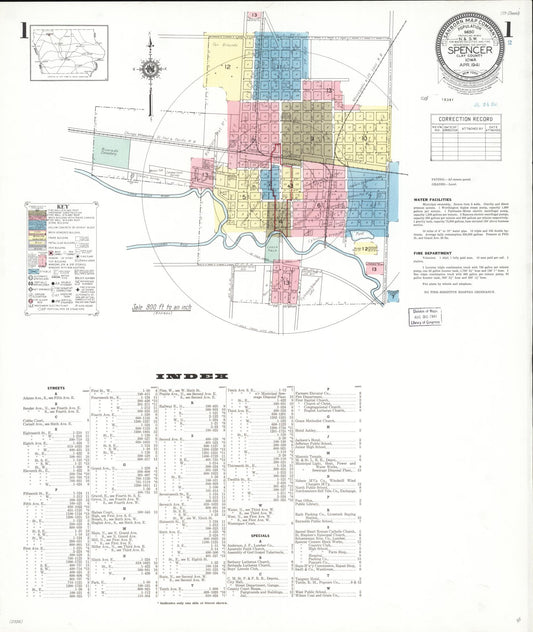 Sanborn Fire Insurance Map from Spencer, Clay County, Iowa (1941), Sheet #0001 - Historic Sanborn Fire Insurance Map Print, vintage old map wall art