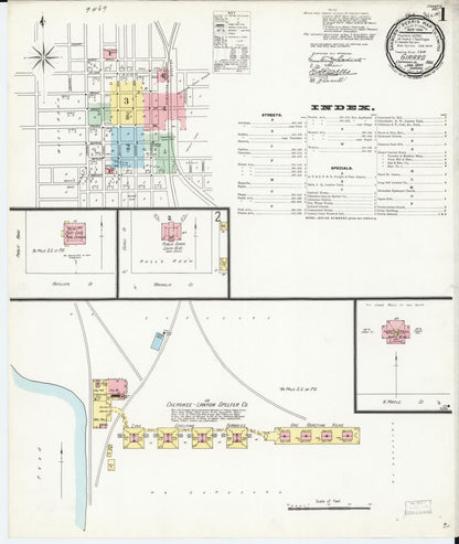 Sanborn Fire Insurance Map from Girard, Crawford County, Kansas (1897), Sheet #0001 - Complete Map Set gallery image, historic Sanborn map, vintage wall art, Kansas Kansas