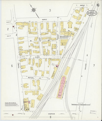 Sanborn Fire Insurance Map from Waterville, Kennebec County, Maine (1911), Sheet #0006 - Complete Map Set gallery image, historic Sanborn map, vintage wall art, Maine Maine
