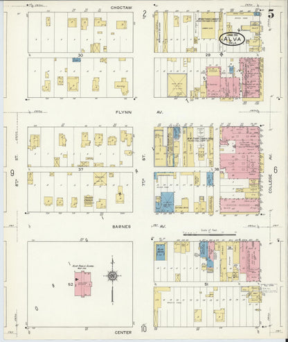 Sanborn Fire Insurance Map from Alva, Woods County, Oklahoma (1914), Sheet #0005 - Complete Map Set gallery image, historic Sanborn map, vintage wall art, Oklahoma Oklahoma