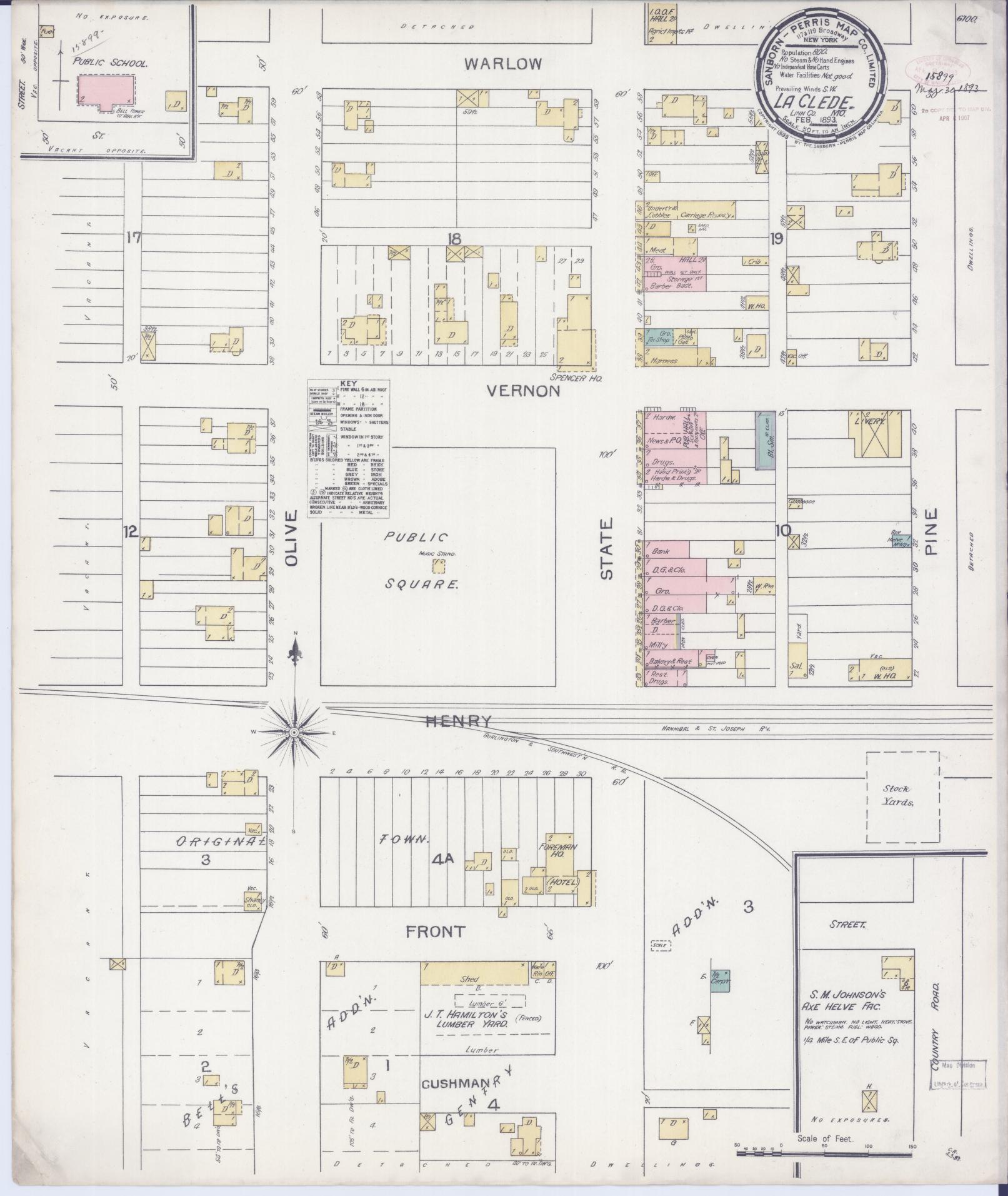 Sanborn Fire Insurance Map from Laclede, Linn County, Missouri (1893), Sheet #0001 - Historic Sanborn Fire Insurance Map Print, vintage old map wall art, antique decor, genealogy gift, Missouri Missouri map