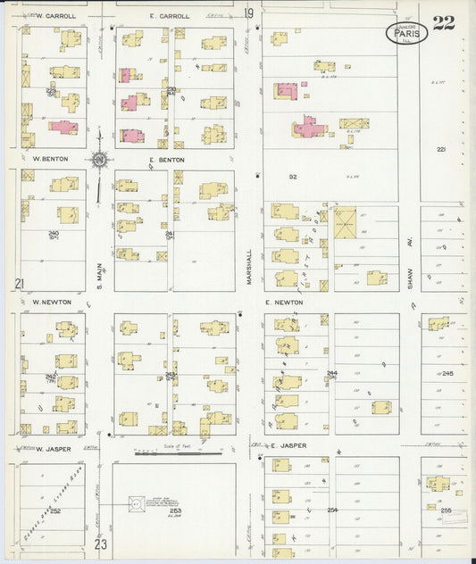 Sanborn Fire Insurance Map from Paris, Edgar County, Illinois (1916), Sheet #0022 - Historic Sanborn Fire Insurance Map Print, vintage old map wall art, antique decor, genealogy gift, Illinois Illinois map