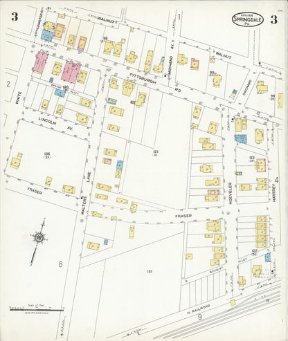 Sanborn Fire Insurance Map from Springdale, Allegheny County, Pennsylvania (1924), Sheet #0003 - Complete Map Set gallery image, historic Sanborn map, vintage wall art, Pennsylvania Pennsylvania