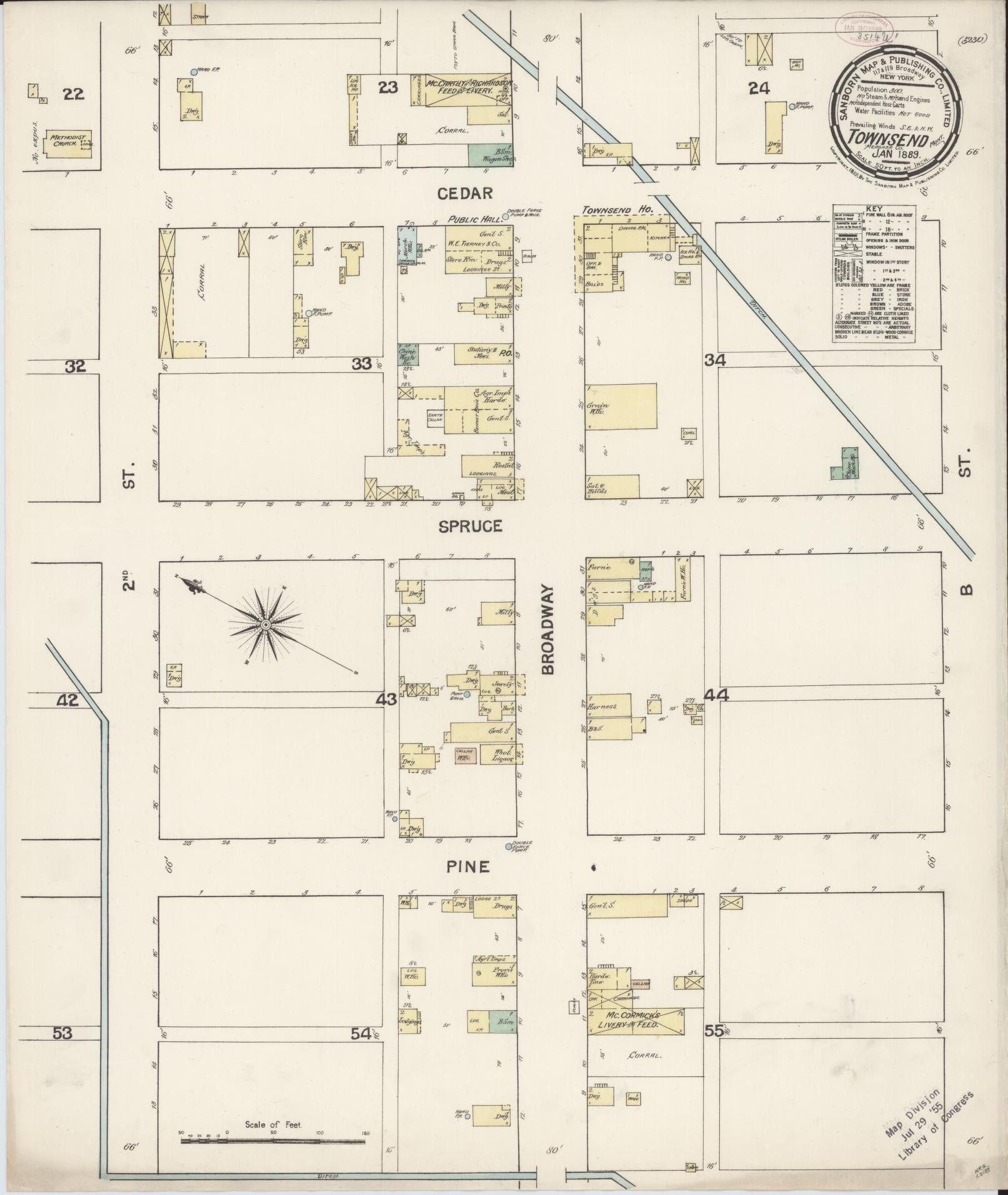 Sanborn Fire Insurance Map from Townsend, Broadwater County, Montana (1889), Sheet #0001 - Historic Sanborn Fire Insurance Map Print, vintage old map wall art, antique decor, genealogy gift, Montana Montana map