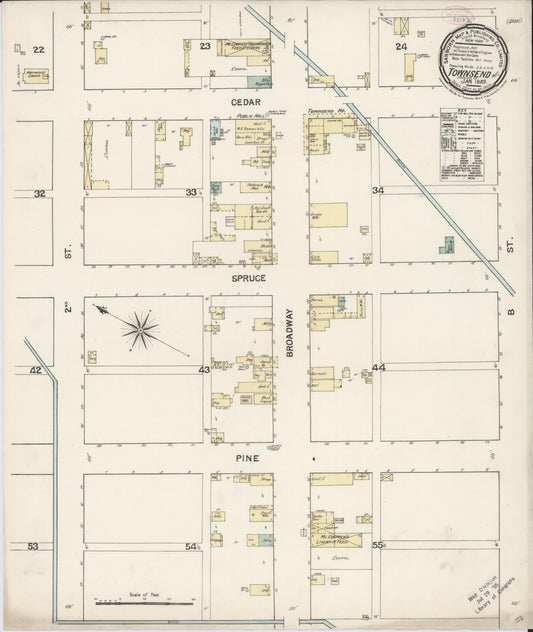 Sanborn Fire Insurance Map from Townsend, Broadwater County, Montana (1889), Sheet #0001 - Historic Sanborn Fire Insurance Map Print, vintage old map wall art, antique decor, genealogy gift, Montana Montana map