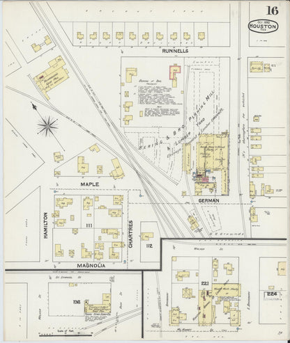 Sanborn Fire Insurance Map from Houston, Harris County, Texas (1890), Sheet #0016 - Historic Sanborn Fire Insurance Map Print, vintage old map wall art, antique decor, genealogy gift, Texas Texas map