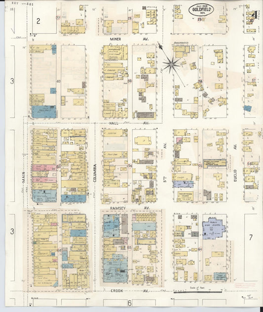 Sanborn Fire Insurance Map from Goldfield, Esmeralda County, Nevada (1917), Sheet #0004 - Historic Sanborn Fire Insurance Map Print, vintage old map wall art, antique decor, genealogy gift, Nevada Nevada map
