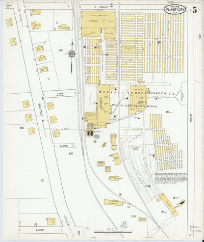 Sanborn Fire Insurance Map from Plant City, Hillborough County, Florida (1919), Sheet #0005 - Historic Sanborn Fire Insurance Map Print, vintage old map wall art, antique decor, genealogy gift, Florida Florida map