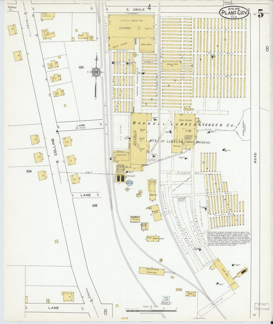 Sanborn Fire Insurance Map from Plant City, Hillborough County, Florida (1919), Sheet #0005 - Historic Sanborn Fire Insurance Map Print, vintage old map wall art, antique decor, genealogy gift, Florida Florida map