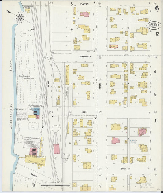 Sanborn Fire Insurance Map from Red Wing, Goodhue County, Minnesota (1902), Sheet #0006 - Historic Sanborn Fire Insurance Map Print, vintage old map wall art, antique decor, genealogy gift, Minnesota Minnesota map