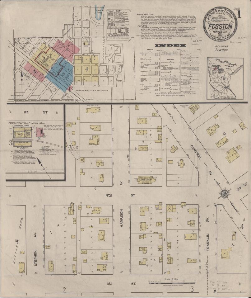 Sanborn Fire Insurance Map from Fosston, Polk County, Minnesota. (1922) – Map View