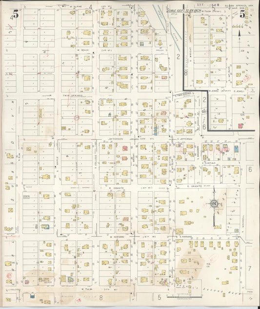 Sanborn Fire Insurance Map from Siloam Springs, Benton County, Arkansas (1948), Sheet #0005 - Historic Sanborn Fire Insurance Map Print, vintage old map wall art, antique decor, genealogy gift, Arkansas Arkansas map