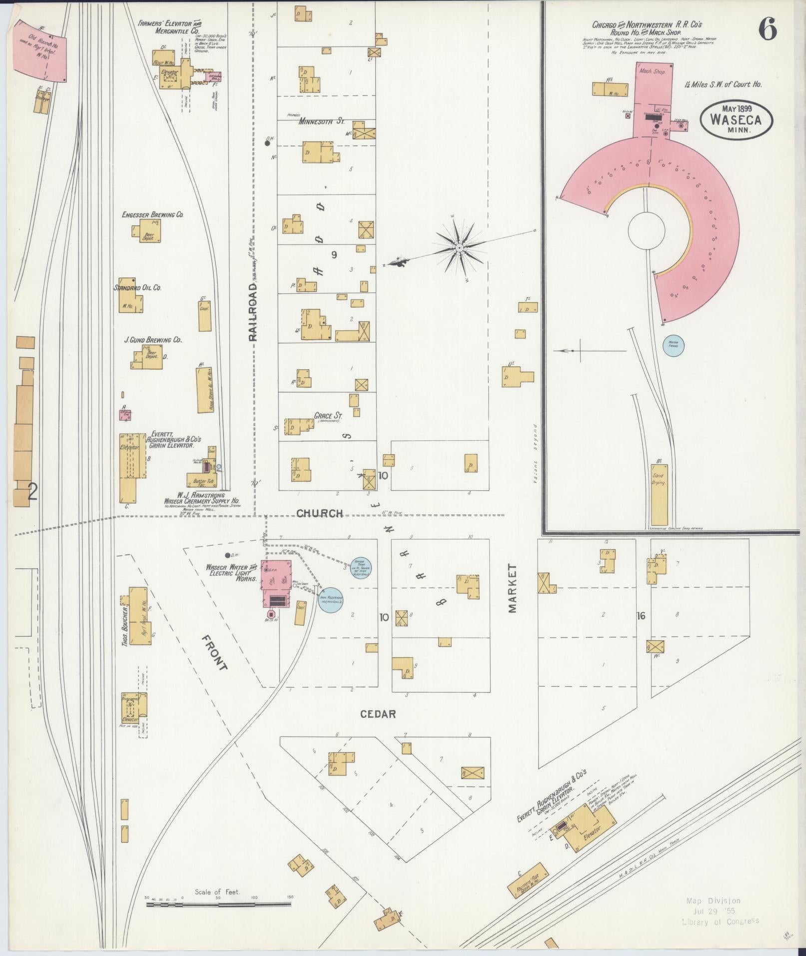Sanborn Fire Insurance Map from Waseca, Waseca County, Minnesota (1899), Sheet #0006 - Historic Sanborn Fire Insurance Map Print, vintage old map wall art, antique decor, genealogy gift, Minnesota Minnesota map