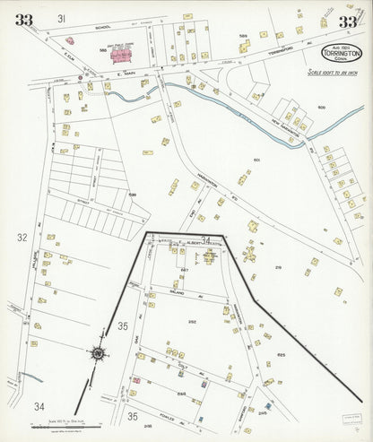 Sanborn Fire Insurance Map from Torrington, Litchfield County, Connecticut (1924), Sheet #0033 - Complete Map Set gallery image, historic Sanborn map, vintage wall art, Connecticut Connecticut