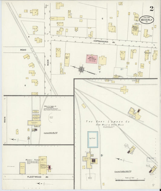 Sanborn Fire Insurance Map from Waverly, Sussex County, Virginia (1910), Sheet #0002 - Historic Sanborn Fire Insurance Map Print, vintage old map wall art, antique decor, genealogy gift, Virginia Virginia map