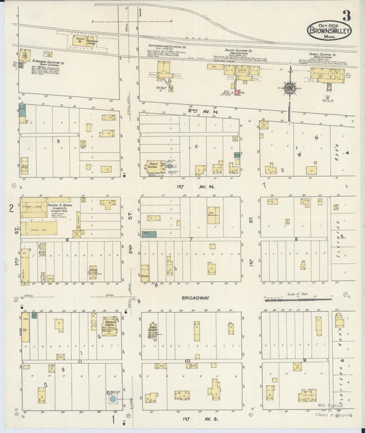 Sanborn Fire Insurance Map from Browns Valley, Traverse County, Minnesota (1909), Sheet #0003 - Historic Sanborn Fire Insurance Map Print, vintage old map wall art, antique decor, genealogy gift, Minnesota Minnesota map